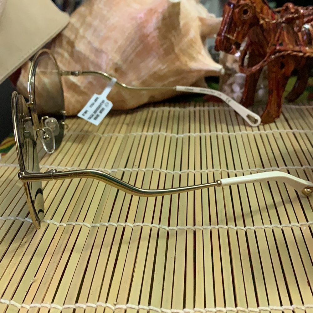 Chloe Petrol Gradient Wendy Round Gold Sunglasses - Picture 8 of 11